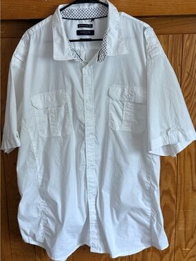 Kenneth Cole White Short-Sleeve Button-Up Shirt - 4XL